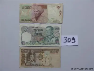 bankbiljetten uit Indonesia, Thailand en Mongolïe – kavel bij Vlavem