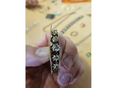 1 broche van 585 goud met diamanten – kavel bij Zoll-Auktion, Bad Berka