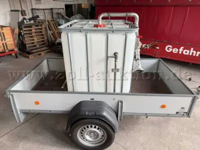 1 aanhangwagen met open laadbak van Westfalia, 1,4 ton, met watertank van 1.000 liter – kavel bij Zoll-Auktion, Cuxhaven
