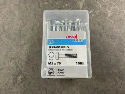Dynafast zeskantschroef M5x70mm 100-pack – kavel bij XL Auctions