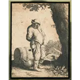 Willem Basse – 'De pissende boer', ets op papier, naar een ontwerp van Adriaen van Ostade, circa 1630 – kavel bij Veilinghuis Korendijk