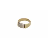 Een 14-kt bicolor gouden ring gezet met een diamant, Hollands gekeurd – kavel bij Veilinghuis Korendijk