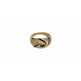 Een 18-kt gouden ring gezet met diamant en saffier, Hollands gekeurd – kavel bij Veilinghuis Korendijk