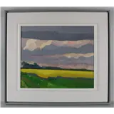 Jentsje Popma – Popma, Jentsje (1921-2022) "Fries landschap", gesigneerd voluit rechtsonder en '95, olieverf/paneel, h 35 x b 41 cm – kavel bij Veilinghuis Omnia