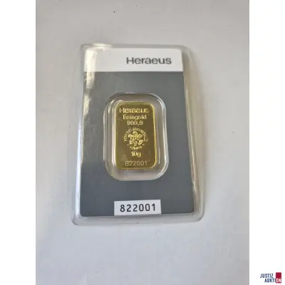1 Goldbarren 10 g – kavel bij Justiz-Auktion, Bielefeld