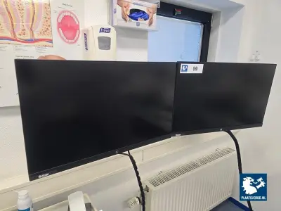 1 x HP Desktop Mini met 2 x 24-inch monitor met wandbeugel en toebehoren – kavel bij Plaats Je Bod, Hoorn
