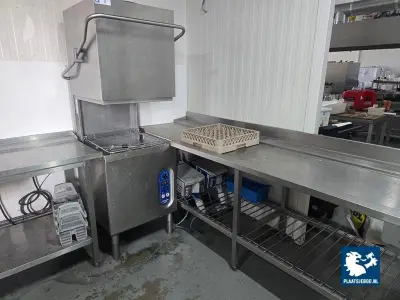 1 x Rhima RVS korvenvaatwasopstelling met vaatwasser, inloop- en uitloopwastafel met wasbak, mengkraan en handdouche – kavel bij Plaats Je Bod, Harmelen