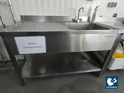 1 x Beuk RVS werktafel met wasbak en mengkraan – kavel bij Plaats Je Bod, Harmelen