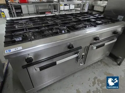1 x RVS 8-pits gasfornuis met 2 x doorschuif ovens – kavel bij Plaats Je Bod, Harmelen