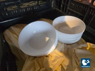 1 x Partij witte bakjes in 4 x krat – kavel bij Plaats Je Bod, Harmelen