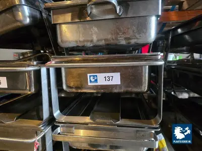 6 x RVS Chafing dish met gastronorm bakken – kavel bij Plaats Je Bod, Harmelen