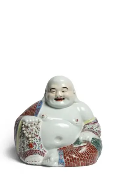 Chine, XIXe - XXe siècle Boudai rieur en porcelaine en émaux polychromes Hauteur: 25… – kavel bij Galerie Moderne, Elsene (Brussel)
