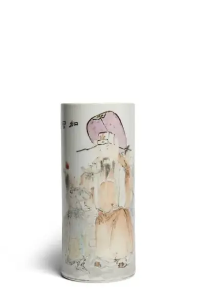 Chine, XIXe - XXe siècle Vase rouleau en porcelaine à décor de personnages en… – kavel bij Galerie Moderne, Elsene (Brussel)