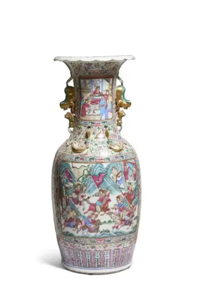 Chine, XIXe siècle Grand vase en porcelaine de Canton en émaux de la famille… – kavel bij Galerie Moderne, Elsene (Brussel)