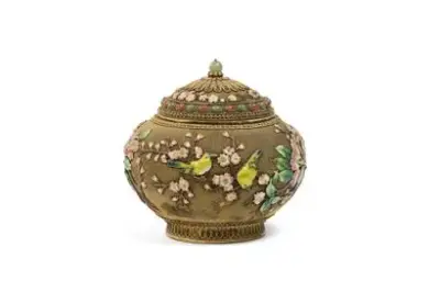 Chine, époque République (1912-1949) Boîte à thé en argent filigrané émaillé et incrustation de… – kavel bij Galerie Moderne, Elsene (Brussel)