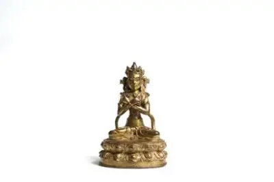 Tibet, XVIe - XVIIe siècle Statue d'Amitayus en bronze doré représenté assis sur une… – kavel bij Galerie Moderne, Elsene (Brussel)