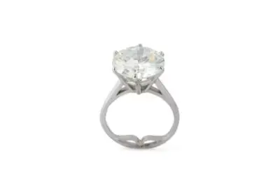 Bague solitaire en or blanc 18k (750°/°°) sertie d'un diamant de 5,86 carats taille… – kavel bij Galerie Moderne, Elsene (Brussel)