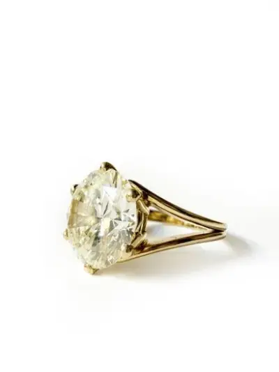 Bague en or jaune 18k (750°/°°) sertie d'un diamant de 6,55 carats Rapport de… – kavel bij Galerie Moderne, Elsene (Brussel)