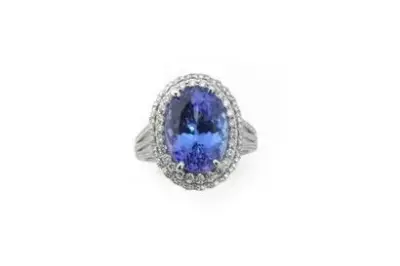 Bague en platine centrée d'une tanzanite ovale de 7,30 carats entourée de diamants taille… – kavel bij Galerie Moderne, Elsene (Brussel)