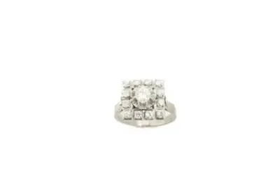 Bague en or blanc 18k (750°/°°) centrée d'un diamant – kavel bij Galerie Moderne, Elsene (Brussel)