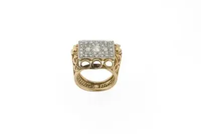 Bague bandeau en or jaune 18k (750°/°°) et blanc 18k – kavel bij Galerie Moderne, Elsene (Brussel)