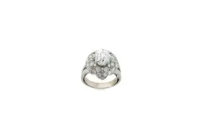 Bague en or blanc 18k (750°/°°) centrée d'un diamant – kavel bij Galerie Moderne, Elsene (Brussel)