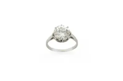 Bague solitaire en or blanc 18k (750°/°°) centrée d'un diamant d'environ 2,5 carats Doigt:… – kavel bij Galerie Moderne, Elsene (Brussel)