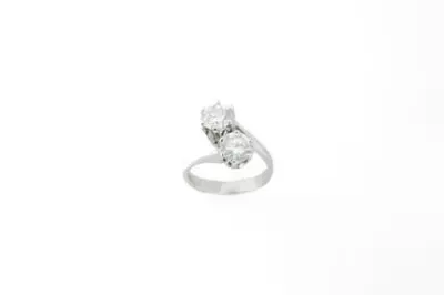 Bague "toi et moi" en or blanc 18k (750°/°°) sertie – kavel bij Galerie Moderne, Elsene (Brussel)