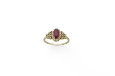 Bague en or jaune 18k (750°/°°) centrée d'un rubis – kavel bij Galerie Moderne, Elsene (Brussel)