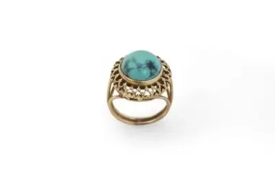Bague en or jaune 18k (750°/°°) sertie d'un cabochon – kavel bij Galerie Moderne, Elsene (Brussel)