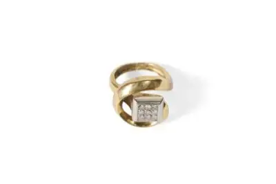 Bague en or jaune 18k (750 °/°°) sertie de neuf diamants – kavel bij Galerie Moderne, Elsene (Brussel)
