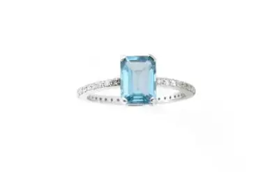 Bague en or blanc 9k (375°/°°) sertie d'une topaze – kavel bij Galerie Moderne, Elsene (Brussel)