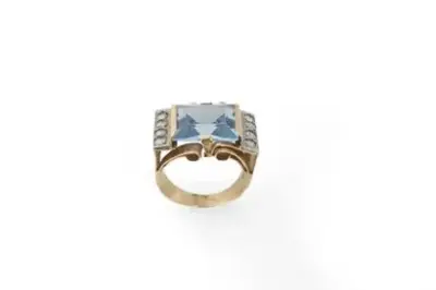 Bague Tank de style Art Déco en or jaune 18k (750°/°°) et blanc 18k… – kavel bij Galerie Moderne, Elsene (Brussel)