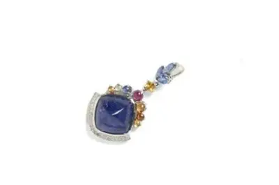 Pendentif en or blanc 18k (750°/°°) retenant une tanzanite – kavel bij Galerie Moderne, Elsene (Brussel)