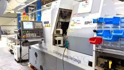 CNC-Langdrehmaschine mit Stangenlader WIVIA W428 – kavel bij IVG, Mahlstetten