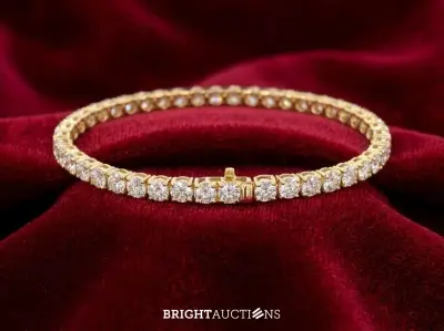 Gouden tennisarmband met natuurlijke diamanten – kavel bij Bright Auctions, Netherlands