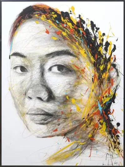 Hom NGUYEN (1972-*) Woman, 2024 Technique mixte sur papier Signé et daté en bas… – kavel bij Galerie Moderne, Elsene (Brussel)