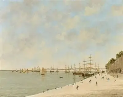 Pierre STEFANI (1938-*) Promenade sur les quais Huile sur toile Signé "P – kavel bij Galerie Moderne, Elsene (Brussel)