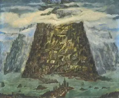 Victor LEFEBVRE (1912-1998) La tour de Babel, 1944 Huile sur panneau Signé et daté… – kavel bij Galerie Moderne, Elsene (Brussel)