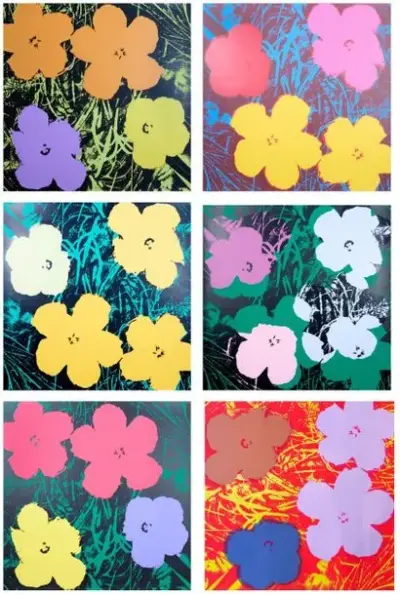 D'après Andy WARHOL (1928-1987) Flowers Série de six sérigraphies sur papier cartonné muséal publiées… – kavel bij Galerie Moderne, Elsene (Brussel)