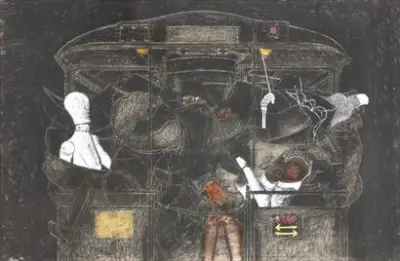 Georges COLLIGNON (1923-2002) Bus, 1974 Technique mixte sur papier Signé et daté en bas… – kavel bij Galerie Moderne, Elsene (Brussel)