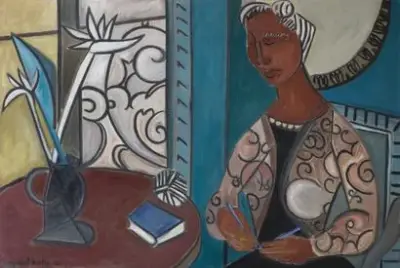 Marcel BURTIN (1902-1979) Femme au tricot, 1946 Huile sur toile Signé et daté en… – kavel bij Galerie Moderne, Elsene (Brussel)