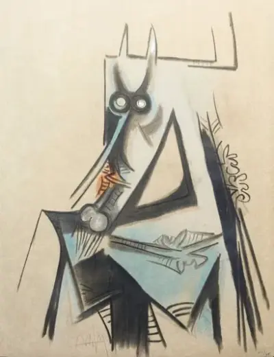 Wilfredo LAM (1902-1982) Les vaches sont maigres en Haïti, 1973 Lithographie sur papier Signé… – kavel bij Galerie Moderne, Elsene (Brussel)
