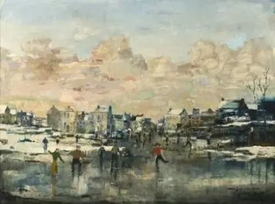 Albert SAVERYS (1886-1964) Patineurs Huile sur toile Signé en bas à droite "Saverys" et… – kavel bij Galerie Moderne, Elsene (Brussel)