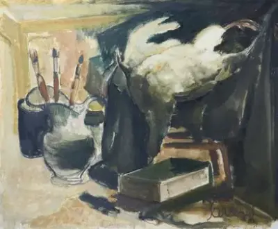 Albert SAVERYS (1886-1964) Nature morte aux pinceaux Huile sur toile Signé en bas à… – kavel bij Galerie Moderne, Elsene (Brussel)