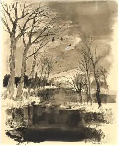 Albert SAVERYS (1886-1964) Vue de la Lys Encre de Chine sur papier Signé "Saverys"… – kavel bij Galerie Moderne, Elsene (Brussel)