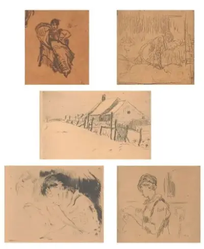 Rik WOUTERS (1882-1916) Lot de quatre gravures à la pointe sèche et une encre… – kavel bij Galerie Moderne, Elsene (Brussel)