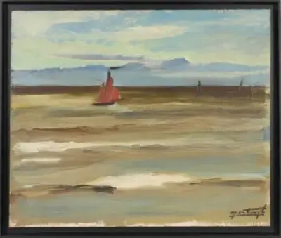 Médard VERBURGH (1886-1957) La voile rouge, 1923 Huile sur toile Signé en bas à… – kavel bij Galerie Moderne, Elsene (Brussel)