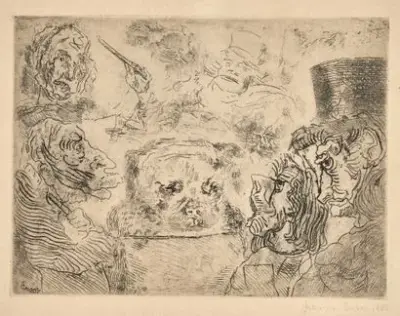 James ENSOR (1860-1949) Musiciens fantastiques, 1888 Eau-forte – kavel bij Galerie Moderne, Elsene (Brussel)