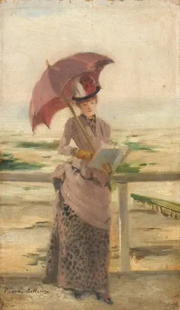 Pierre CARRIER-BELLEUSE (1851-1932/33) Femme à l'ombrelle Huile – kavel bij Galerie Moderne, Elsene (Brussel)